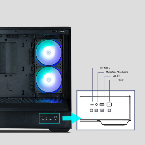 Кутия за компютър Zalman Case mATX - P30 Black - aRGB, Tempered Glass