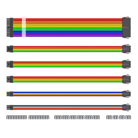 Комплект модинг кабели 1stPlayer Custom Modding Cable Kit Rainbow - ATX24P, EPS, PCI-e - RB-001