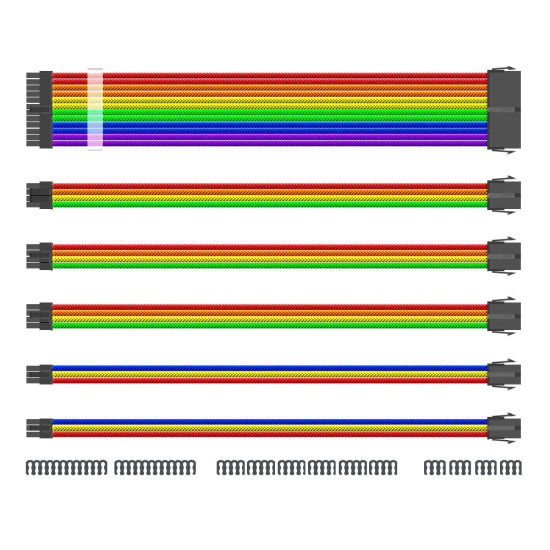 Комплект модинг кабели 1stPlayer Custom Modding Cable Kit Rainbow - ATX24P, EPS, PCI-e - RB-001