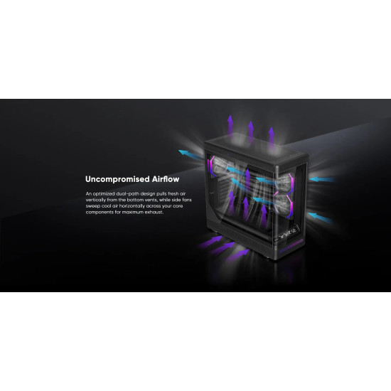 Кутия за компютър 1stPlayer Case ATX - PB8 Black - 3 x 120 mm A-RGB fans included, USB-C