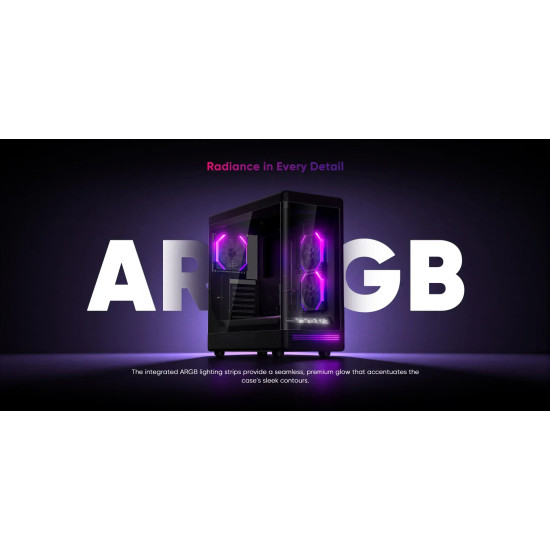 Кутия за компютър 1stPlayer Case ATX - PB8 Black - 3 x 120 mm A-RGB fans included, USB-C