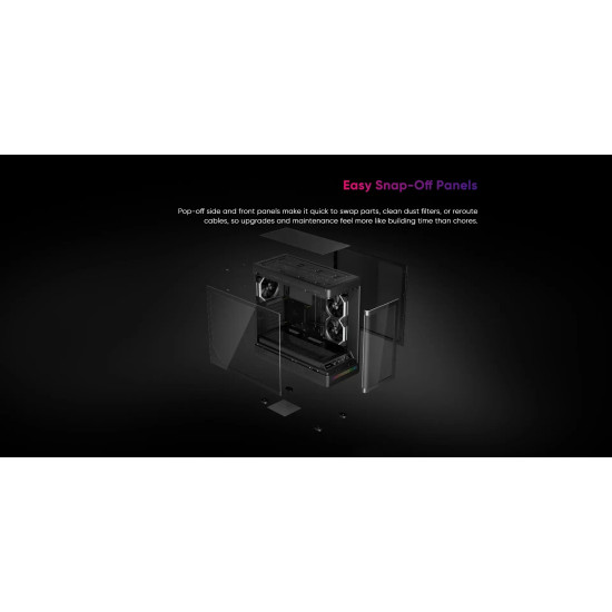 Кутия за компютър 1stPlayer Case ATX - PB8 Black - 3 x 120 mm A-RGB fans included, USB-C