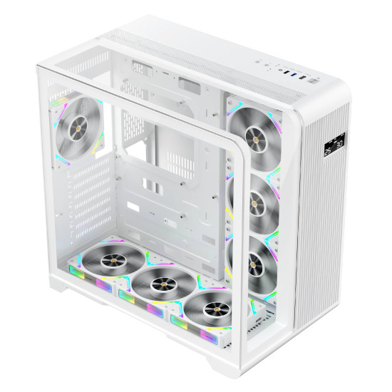 Кутия за компютър 1stPlayer Case ATX - RT7 White - LED display