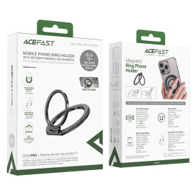 Магнитен ринг за телефон Acefast Mobile phone Magnetic ring holder - Aluminum - P1 Black