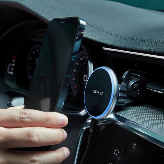 Стойка за телефон за кола Acefast Car phone holder - for Air vent, Wireless Magnetic Wireless Charging - D3 - Silver