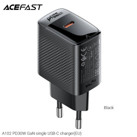 Зарядно Acefast Charger Wall GaN PD30W - A102 - USB-C x 1, Black