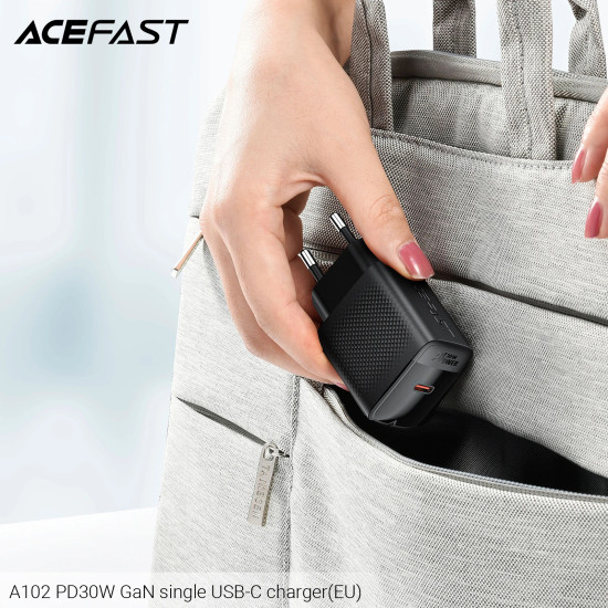 Зарядно Acefast Charger Wall GaN PD30W - A102 - USB-C x 1, Black