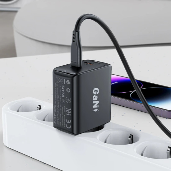 Зарядно Acefast Charger Wall GaN PD35W - A49 - USB-C x 2, Black