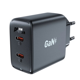 Зарядно Acefast Charger Wall GaN PD35W - A49 - USB-C x 2, Black