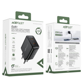 Зарядно Acefast Charger Wall GaN PD35W - A49 - USB-C x 2, Black