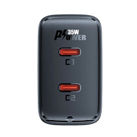 Зарядно Acefast Charger Wall GaN PD35W - A49 - USB-C x 2, Black