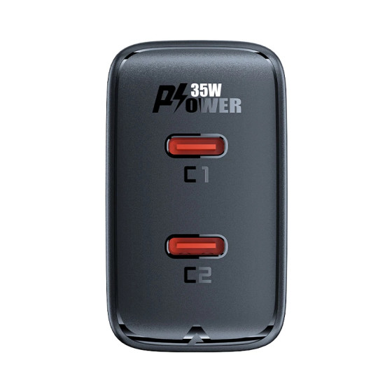 Зарядно Acefast Charger Wall GaN PD35W - A49 - USB-C x 2, Black