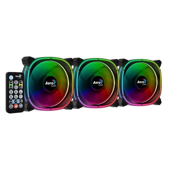 Комплект вентилатори AeroCool Fan Pack 3-in-1 3x120mm - ASTRO 12 Pro - Addressable RGB with Hub, Remote - ACF3-AT10217.02