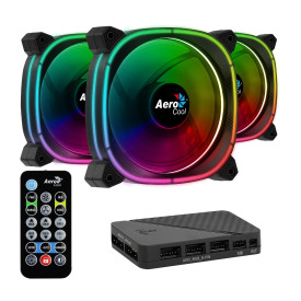 Комплект вентилатори AeroCool Fan Pack 3-in-1 3x120mm - ASTRO 12 Pro - Addressable RGB with Hub, Remote - ACF3-AT10217.02
