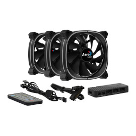 Комплект вентилатори AeroCool Fan Pack 3-in-1 3x120mm - ASTRO 12 Pro - Addressable RGB with Hub, Remote - ACF3-AT10217.02