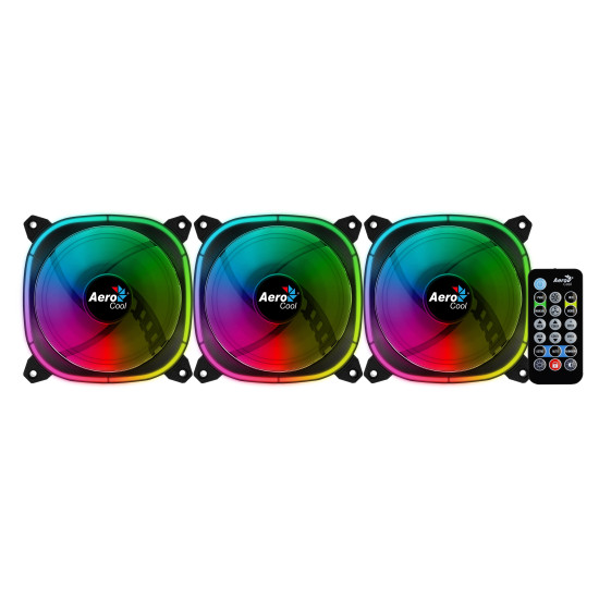 Комплект вентилатори AeroCool Fan Pack 3-in-1 3x120mm - ASTRO 12 Pro - Addressable RGB with Hub, Remote - ACF3-AT10217.02