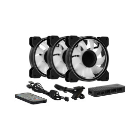 Комплект вентилатори AeroCool Fan Pack 3-in-1 3x120mm - Mirage 12 Pro - Addressable RGB with Hub, Remote - ACF3-MR10227.11