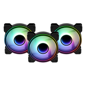 Комплект вентилатори AeroCool Fan Pack 3-in-1 3x120mm - Mirage 12 Pro - Addressable RGB with Hub, Remote - ACF3-MR10227.11