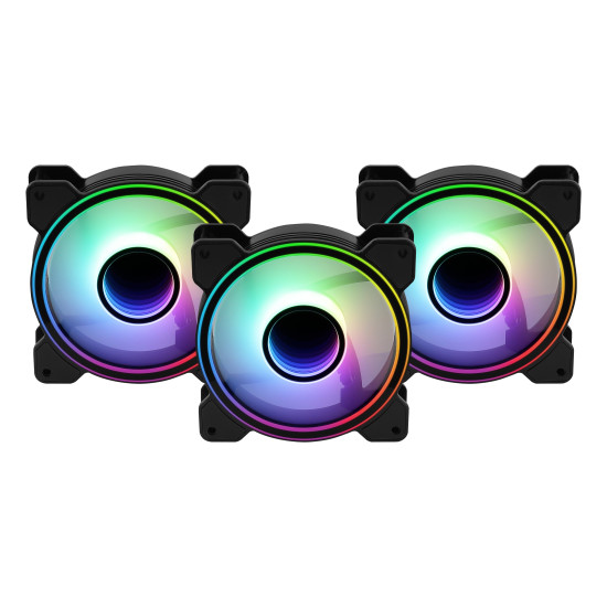Комплект вентилатори AeroCool Fan Pack 3-in-1 3x120mm - Mirage 12 Pro - Addressable RGB with Hub, Remote - ACF3-MR10227.11