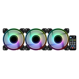 Комплект вентилатори AeroCool Fan Pack 3-in-1 3x120mm - Mirage 12 Pro - Addressable RGB with Hub, Remote - ACF3-MR10227.11