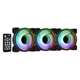 Комплект вентилатори AeroCool Fan Pack 3-in-1 3x120mm - Mirage 12 Pro - Addressable RGB with Hub, Remote - ACF3-MR10227.11