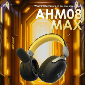 Безжични слушалки Ajazz Wireless Gaming Headphones - AHM08 MAX Black, Gray, Yellow - Bluetooth , 2.4G