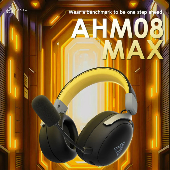 Безжични слушалки Ajazz Wireless Gaming Headphones - AHM08 MAX Black, Gray, Yellow - Bluetooth , 2.4G