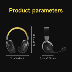 Безжични слушалки Ajazz Wireless Gaming Headphones - AHM08 MAX Black, Gray, Yellow - Bluetooth , 2.4G