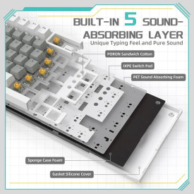 Клавиатура Ajazz Gaming Mechanical Keyboard AK820 - Mille feuille Yellow Switches [Linear] (English US), White Gray, White Light