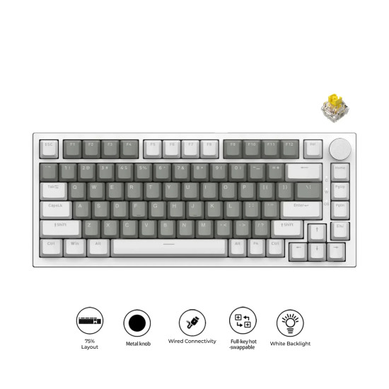 Клавиатура Ajazz Gaming Mechanical Keyboard AK820 - Mille feuille Yellow Switches [Linear] (English US), White Gray, White Light