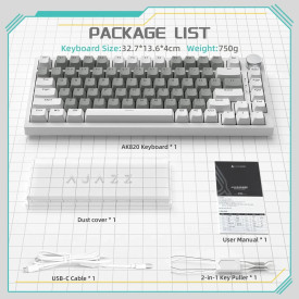 Клавиатура Ajazz Gaming Mechanical Keyboard AK820 - Mille feuille Yellow Switches [Linear] (English US), White Gray, White Light