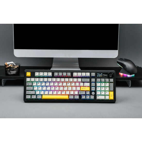 Безжична клавиатура Ajazz Wireless Gaming Mechanical Keyboard AK980 V2 - Gift Switch [Linear] (English US), Purple, White, Blue