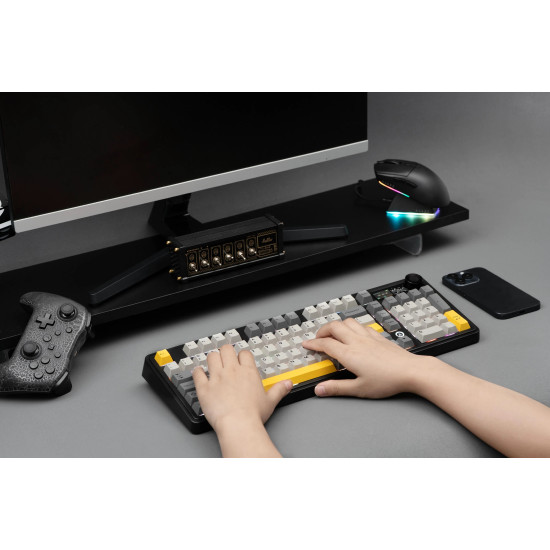 Безжична клавиатура Ajazz Wireless Gaming Mechanical Keyboard AK980 V2 - Gift Switch [Linear] (English US), Purple, White, Blue