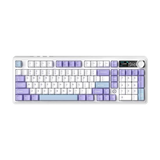 Безжична клавиатура Ajazz Wireless Gaming Mechanical Keyboard AK980 V2 - Gift Switch [Linear] (English US), Purple, White, Blue