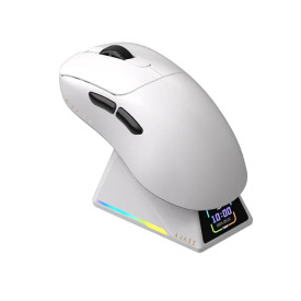 Безжична мишка Ajazz AJ179 APEX - Wireless Gaming Mouse - 8K, Magnetic Charging Dock, White