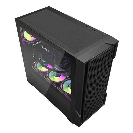 Кутия за компютър DarkFlash ATX DS900 Mesh, 4 x 120mm ARGB Fans Included, Tempered Glass Panel, Black