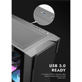Кутия за компютър DarkFlash ATX DS900 Mesh, 4 x 120mm ARGB Fans Included, Tempered Glass Panel, Black