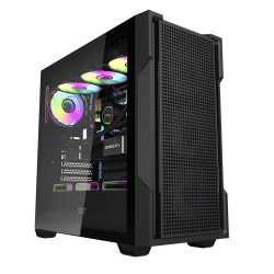Кутия за компютър DarkFlash ATX DS900 Mesh, 4 x 120mm ARGB Fans Included, Tempered Glass Panel, Black