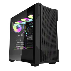 Кутия за компютър DarkFlash ATX DS900 Mesh, 4 x 120mm ARGB Fans Included, Tempered Glass Panel, Black