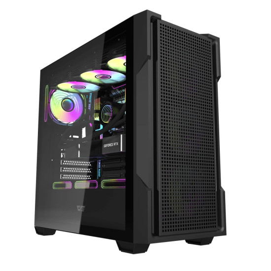 Кутия за компютър DarkFlash ATX DS900 Mesh, 4 x 120mm ARGB Fans Included, Tempered Glass Panel, Black