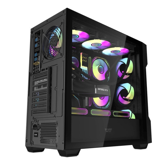 Кутия за компютър DarkFlash ATX DS900 Mesh, 4 x 120mm ARGB Fans Included, Tempered Glass Panel, Black
