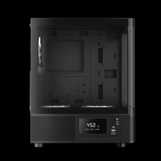Кутия за компютър Gamdias кутия Case ATX - ATLAS E2 - 3 x 120 mm A-RGB, Digital Display, Curved Glass