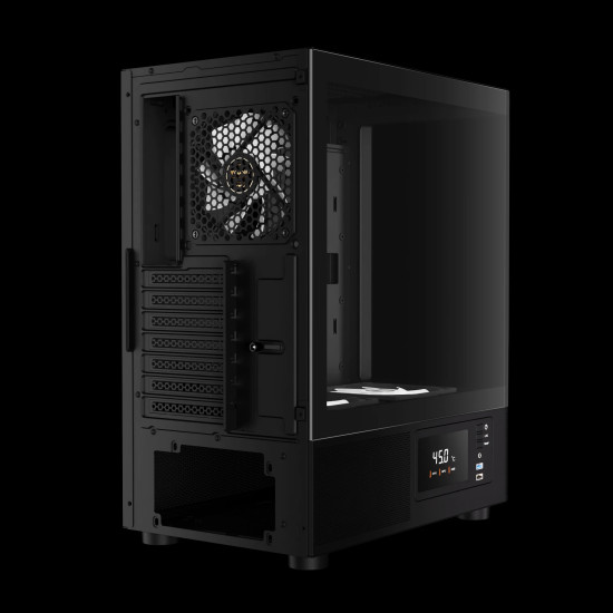Кутия за компютър Gamdias кутия Case ATX - ATLAS E2 - 3 x 120 mm A-RGB, Digital Display, Curved Glass