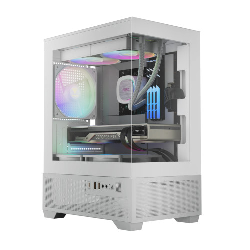 Кутия за компютър Gamdias Aura GC9M Elite WH ARGB, Tempered Glass, White