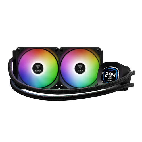 Водно охлаждане Gamdias Water Cooling 240mm - AURA GL240 DIGITAL - Digital Display, aRGB