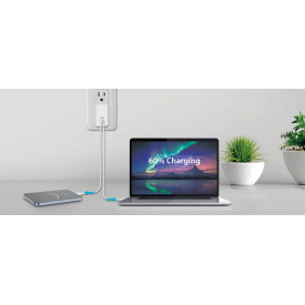 Зарядно Genius PD65AC, GaN, USB Type-C, 65W, White
