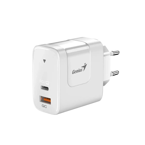 Зарядно Genius PD65AC, GaN, USB Type-C, 65W, White