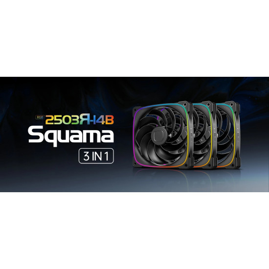 Комплект вентилатори Geometric Future Fan Pack 3-in-1 140 mm, Reversed - Squama 2503RB-14 Black