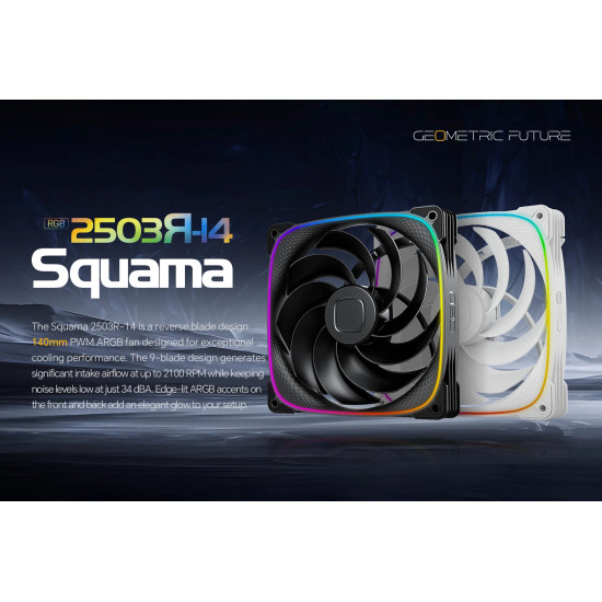 Комплект вентилатори Geometric Future Fan Pack 3-in-1 140 mm, Reversed - Squama 2503RB-14 Black