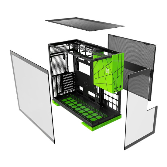 Кутия за компютър Geometric Future Case EATX - Model 5 Black/Green, NVIDIA Style Limited Edition